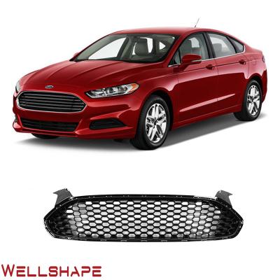 China ABS Car Grill For 2013 2016 Ford Fusion Honeycomb Front Grill Gloss Black Mesh for sale