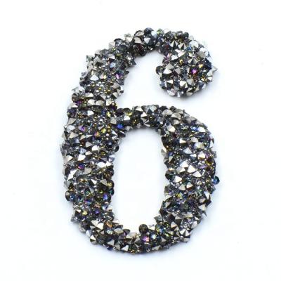 China Flatback 3D Heat Transfer Rhinestone Letters , Hot Fix Rhinestone Numbers for sale