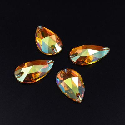 China Other TOP Grade Colors AB Pear Shape Crystal Sew On Rhinestone Tear Drop For Dress for sale