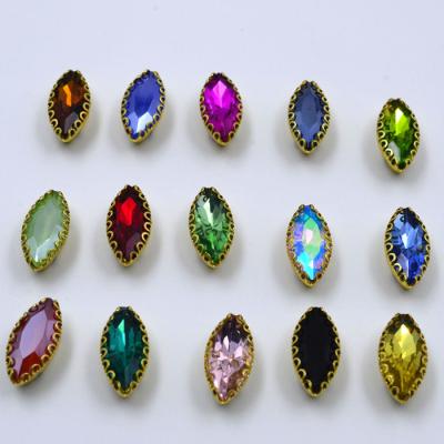 China Flatback Marquis Shuttle Horse Eye 4X8mm Crystal Rises 5X10mm Claw Rhinestone Set for sale