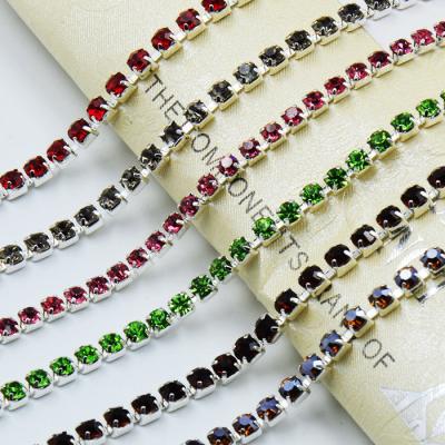 China Wholesale Silver Rhinestone Chain Factory Cup Chain, Rhinestone Crystal Chain for sale