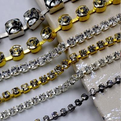 China Pointback Claw Cup Rhinestone Chain, Fashion Accessory, Fancy Rhinestone Crystal Cup Chain for sale