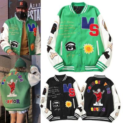 China New palm QUICK DRY angelyes amiy LOGO OEM LOS baseball jacket jacket with letters neutral men's patchwork rattle baseball jacket for sale