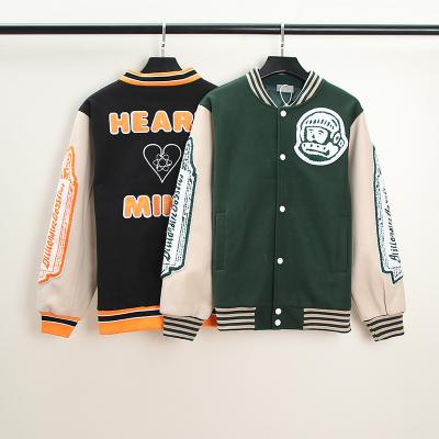 China New palm QUICK DRY angelyes amiy LOGO OEM LOS baseball jacket jacket with letters neutral men's patchwork rattle baseball jacket for sale