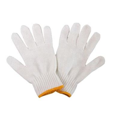 China Shell Anti-slip Color Natural Bleached Cotton Polyester Twine Knitted Gloves 600g for sale