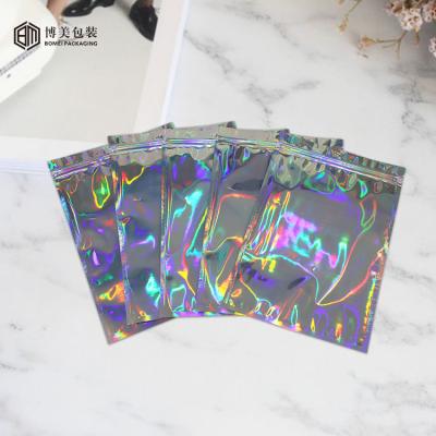 China Recycled Materials Custom Plastic Back Up Pouch Resealable Smell Proof 3.5g Zip Lock Packaging Wholesale Holographic Mylar Bags for sale