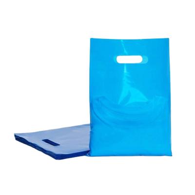 China Recycled Materials Custom Logo Die Cut Shopping Bag Recycled Printed Plastic Carrier Bags Poly Promotional Clothes Packaging With Handle for sale