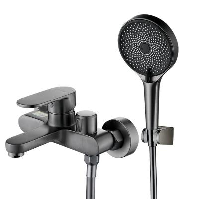 China Sliding Bar Gun Gray Hot And Cold Double Multifunctional Control Free Shower Set Toilet Rain Thruster Shower Home Bathroom for sale