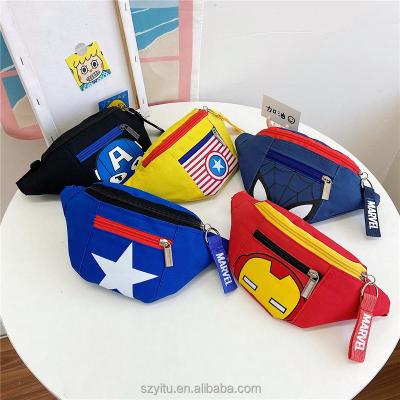 China Nylon Waist Bag Spiderman Hero Kids Boys Girls Waist Pack Trunk Sling Bags Portable Unisex Funny Cross Cartoon Mini Bag for sale