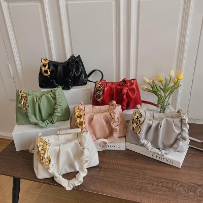 China New Fashion PU Handbag Young Lady Chain Shoulder Bags Girls Armpit Design Purses For Ladies for sale