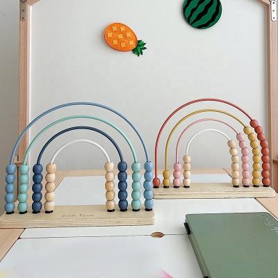 China Eco-friendly Material Wholesale Wooden Math Toys Counting Beads Kids Montessori Toys Kindergarten Early Learning Educational Toys For Baby Toddlers for sale