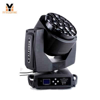 China Big stage bee eye 19pcs 15w rgbw led zoom moving head was light for club wedding theater stage lighting for sale