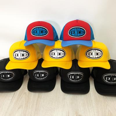 China Cheap Mesh Trucker Hats Custom 5 Panel Foam Trucker Hat Applique Embroidered Patch Gorras For Common People for sale