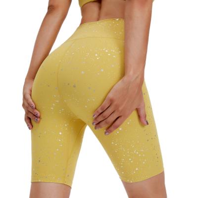 China Breathable summer high waist new yoga clothes tan women and sports five-point pants naked buttocks fitness running shorts external wear for sale