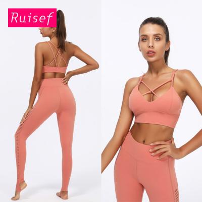 China New Sports Slim Back Belt Bra Women's Running Shockproof Butt-lifting Pants Breathable Yoga Fitness Suit Handsome for sale