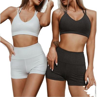 China New Women's Breathable Summer Bra Shorts Slim Fitness Suit Sports Running Tight Quick-drying Yoga Clothes Women for sale