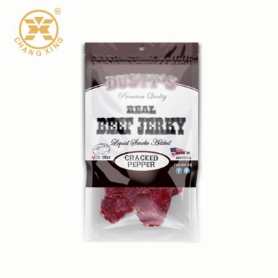 China Barrier OEM Custom Beef Jerky Packaging Bags With Clear Window Custom Beef Jerky Bag With Zipper for sale