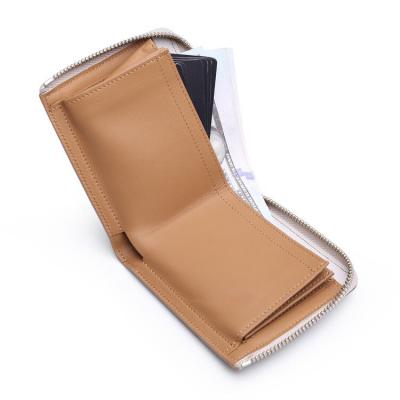 China RFID High Capacity Genuine Leather Zipper Wallet RFID Safe Box for sale