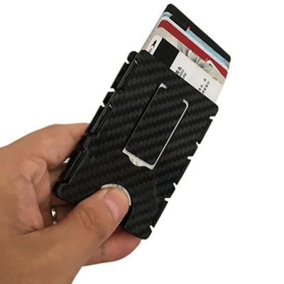 China RFID Blocking Multifunctional Function Wallet Credit Card Holder Elastic Band Card Holder Carbon Fiber Money Clip Silicone Customized Letter Unisex for sale