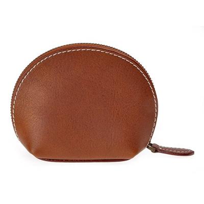 China Fashion Promotional Wholesale Custom Coin Purse Pouch Genuine Leather Round Bag for sale