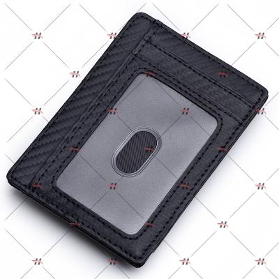 China Minimalist RFID Credit Card Wallet PU Leather Men's RFID Slim Carbon Fiber Card Holder for sale