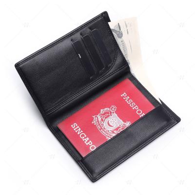 China Durable RFID Blocking Genuine Leather Folding Passport Holder Blank Wallet for Men and Women for sale