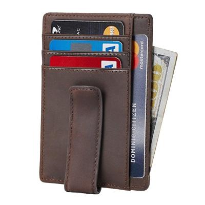 China RFID RFID Wallet for Men Minimalist Real Leather Slim Short Plaid Wallet ID Window Wallet Money Clip Customized for sale