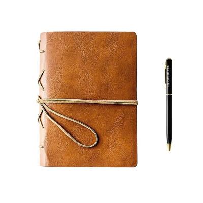 China Handmade Vintage Journal String Diary Nautical Spiral Blank Sketchbook Leather Refillable Notebook Durable High Quality Leather Notepad for sale