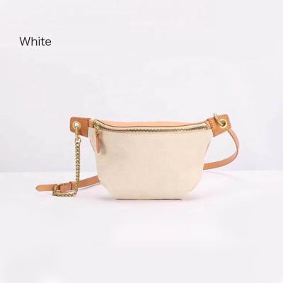 China 2021 New Design Goods Cotton Canvas Chest Bag Women Handbag Cross Body Shoulder Bags Leather Waist Chain Lady Bags for sale