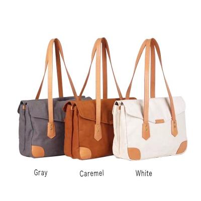 China Fashion Wholesale Vintage Tanned Canvas Leather Bag Large Capacity Leather Handmade Women Bags Handbag for sale