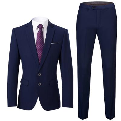 China Plus Size Men's Anti-Wrinkle Business Casual Suit Solid Color Two-piece Suit for sale