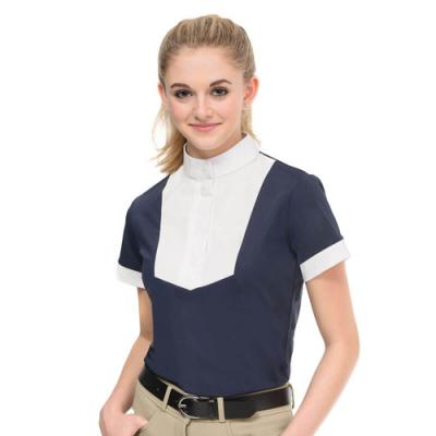 China Quick Dry Womens Equestrian Shirt Ventilated Short Sleeve Running Riding Shirt for sale