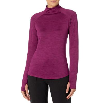 China Women's False Neck Comfortable Fitted Top Equestrian Base Layer Quick Dry Workout Long Sleeve for sale