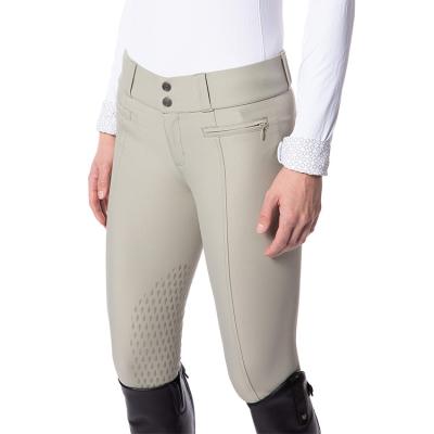 China Quick Dry Women's Equestrian Breeches With Full Silicone Seat Riding Tights With Pockets Ice Yarn Knee Patch Breech for sale