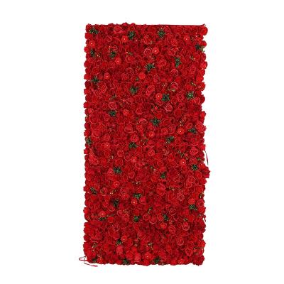 China Indoor Outdoor Wholesale Lower Backdrop Wedding Cloth Decoration Silk Artificial Flower Wall for sale