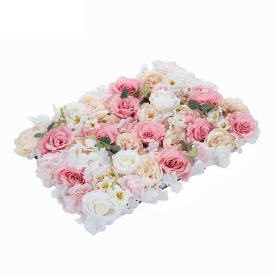 China Modern Flower Wall Artificial Flowers Love Cheap Artificial Silk Rose Flower Wall Wedding Backdrop for sale