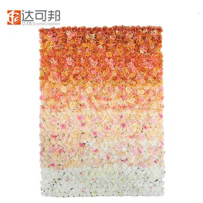 China Customized Colorful Artificial Silk Silk Wedding Roll Up Flower Wall Cheap Price for sale