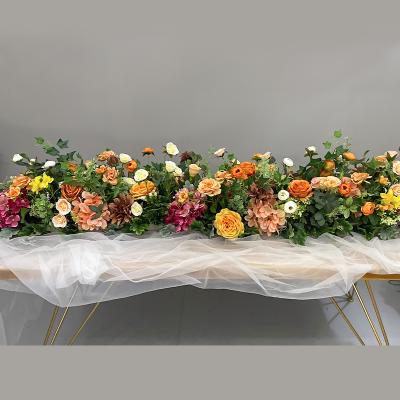 China DKB decoration artificial flowers wedding decorative flower table runner centerpieces made by pink peony for sale