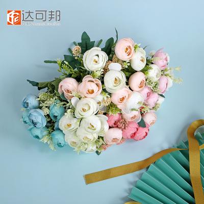 China 2021 Hot Selling Artificial Non Real White Flowers Indoor Outdoor Blue Silk Roses for sale