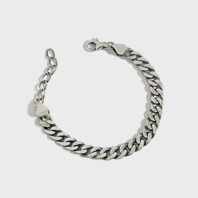 China High Quality Vintage Factory Price 925 Sterling Silver HipHop Jewelry Vintage Cuban Link Bracelet For Men And Women for sale