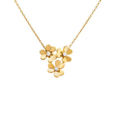 China VCA Good Quality Frivole Pendant 3 Romantic Real Flowers Mini Model Love Necklace For Valentine's Day for sale