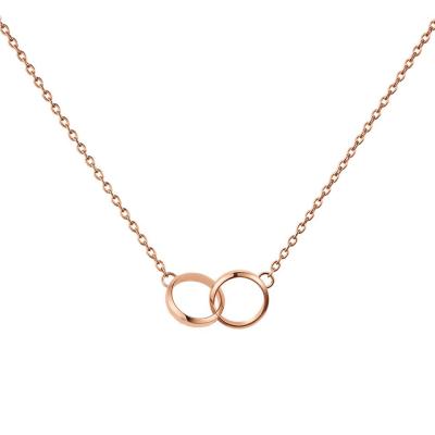 China Fashion Jewelry Factory Wholesale High Quality TRENDY Stainless Steel Custom Double Rings Unit Necklace for sale