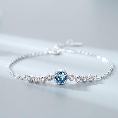 China 2020 Romantic High Quality S925 Birthstone Of The Ocean Embellished Crystal Bracelet for sale