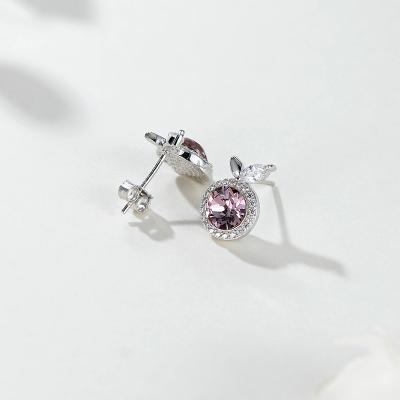 China Austrian S925 Crystal Fruit Stud Earrings Genuine Fancy Delicate Embellished High Quality Fruit For Ladies for sale