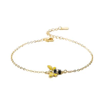 China Cute Jewelry 925 Sterling Silver Gold Bee Fashion Bracelet for sale