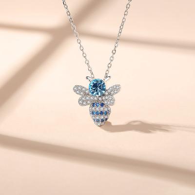 China Fashion CLASSIC Sterling Silver high quality 925 Crystal Bee Necklace handmade for sale