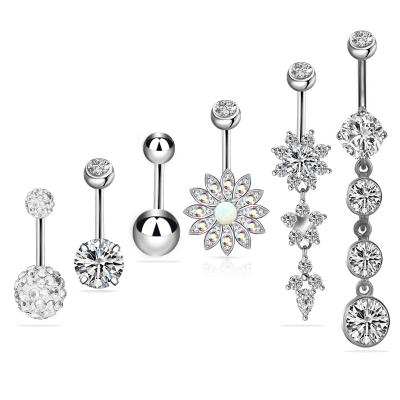 China Hot Selling Adjustable Zircon Flower Belly Ring for sale