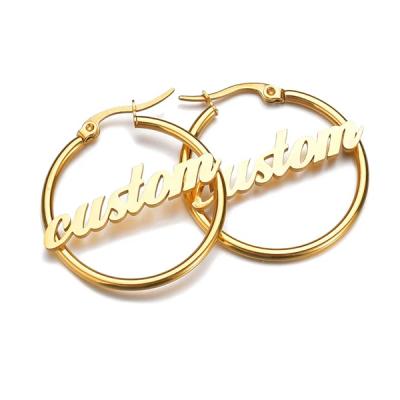 China Dropshipping TRENDY Stainless Steel Custom Name Clip On Earrings For Women Jewelry Gift for sale