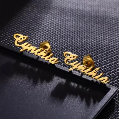 China Dropshipping TRENDY Stainless Steel Custom Name Made Stud Earrings For Women Jewelry Gift for sale