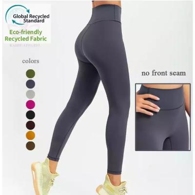 China Breathable Recycle Sustainbale 75%Repreve Workout 25%Spandex Waist Yoga Leggings High Nylon Running Tights Fitness for sale